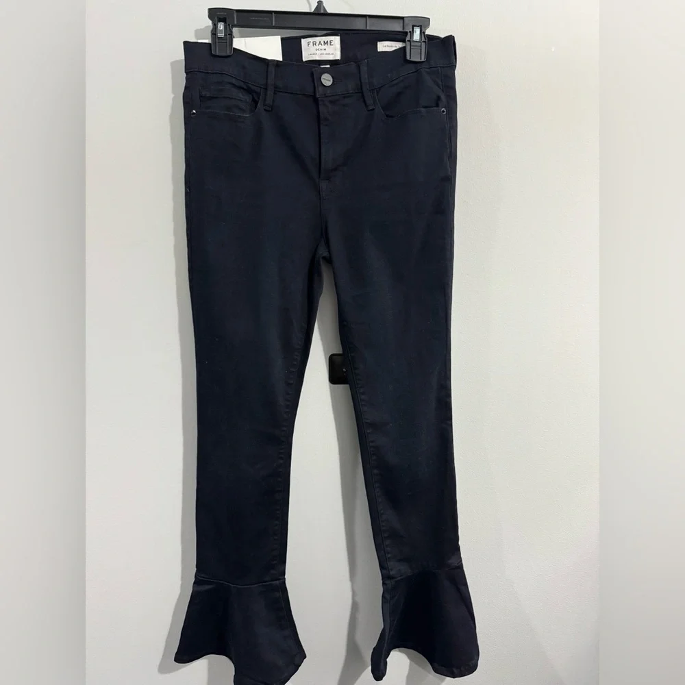 Frame Denim Womens Black Mid Rise Le Skinny de Jeanne Flare Jeans Size 30 - NWT